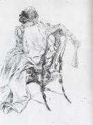 Carl Larsson Rococo Model Charcoal painting